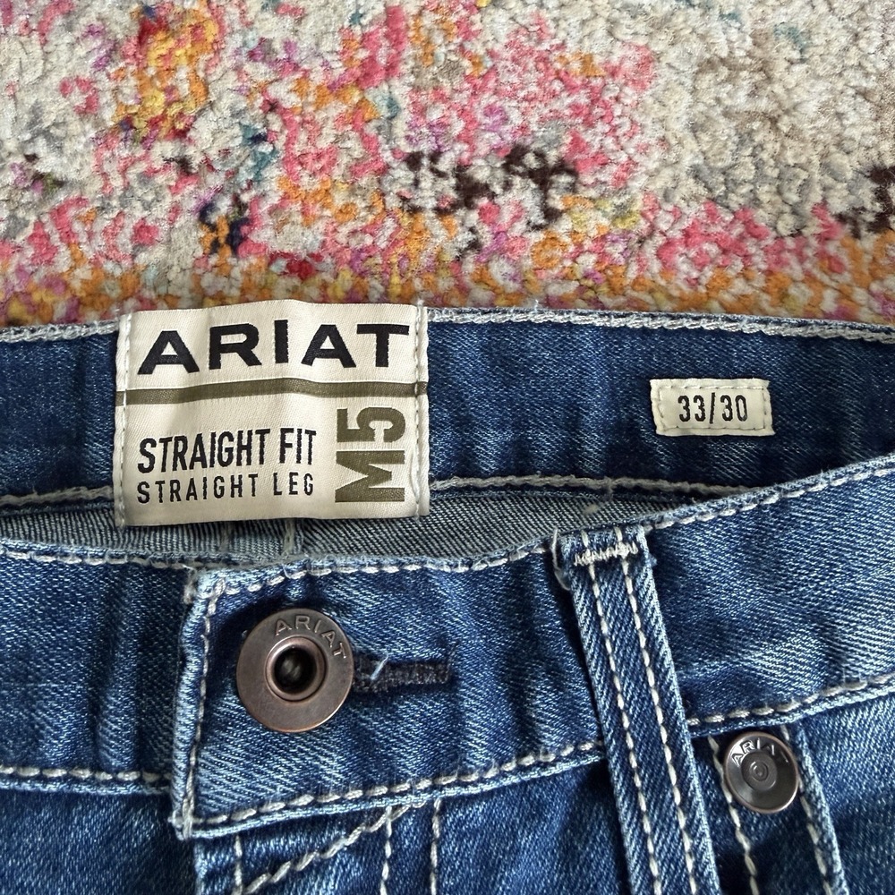 Ariat M5 Straight Fit Jeans Mens 33x30 Blue Medium Wash Denim Western Cowboy - Picture 4 of 8
